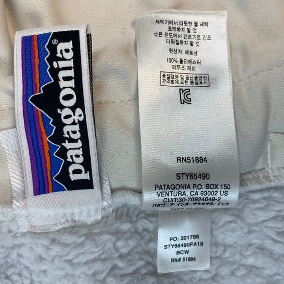 Patagonia Girls Los Gatos Furry Fleece Vest White Size S 7-8 Zip Up - Picture 7 of 10